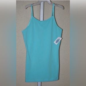 Old Navy Ice Aqua Blue Stretch Cami Tank Top, Size S (6-7), M (8), XL (14).